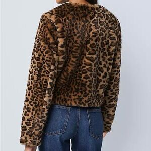Ann Taylor Brown Leopard Print Teddy Jacket